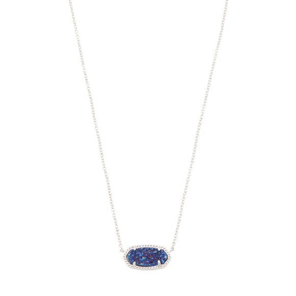 KENDRA SCOTT Silver Silver Elisa Indigo Blue Drusy Necklace